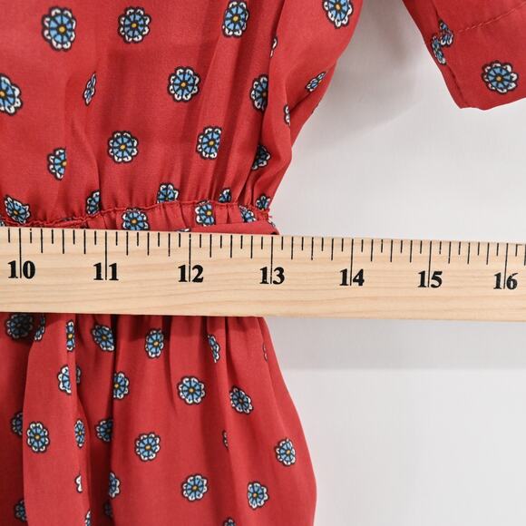 URBAN OUTFITTERS Womens Red Floral Jumpsuit Size XS Romper Belt Boho Chic Retro - Picture 6 of 14
